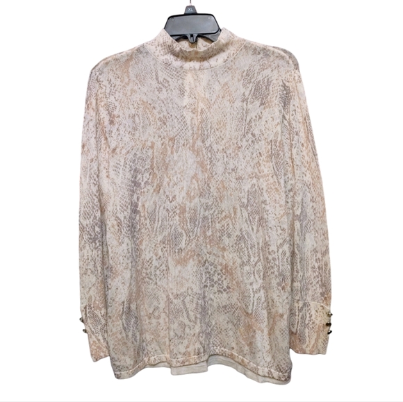 Chico's Python Snake Print Zip Back Mock Neck Sweater Women's Size Large ( 2 ) - Picture 10 of 11